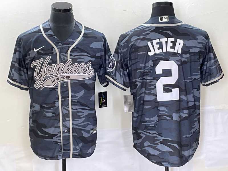 Men's New York Yankees #2 Derek Jeter Grey Camo Cool Base With Patch Stitched Baseball Jersey,We sell and wholesale Men's New York Yankees #2 Derek Jeter Grey Camo Cool Base With Patch Stitched Baseball Jersey on line form chian!